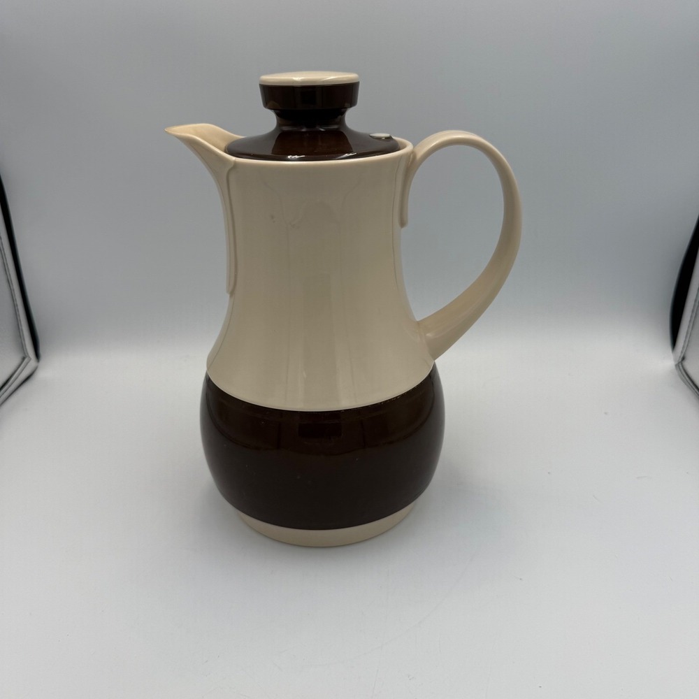 Vintage Thermos No 570 Ingried Carafe Brown Cream West Germany MCM Pitcher